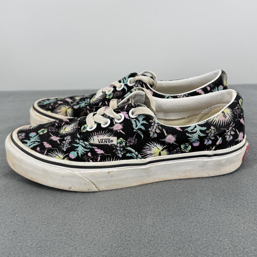 Vans Shoes Mens Size 3.5 Womens 5 Black Floral Canvas‎ Low Top Skate Sneakers
